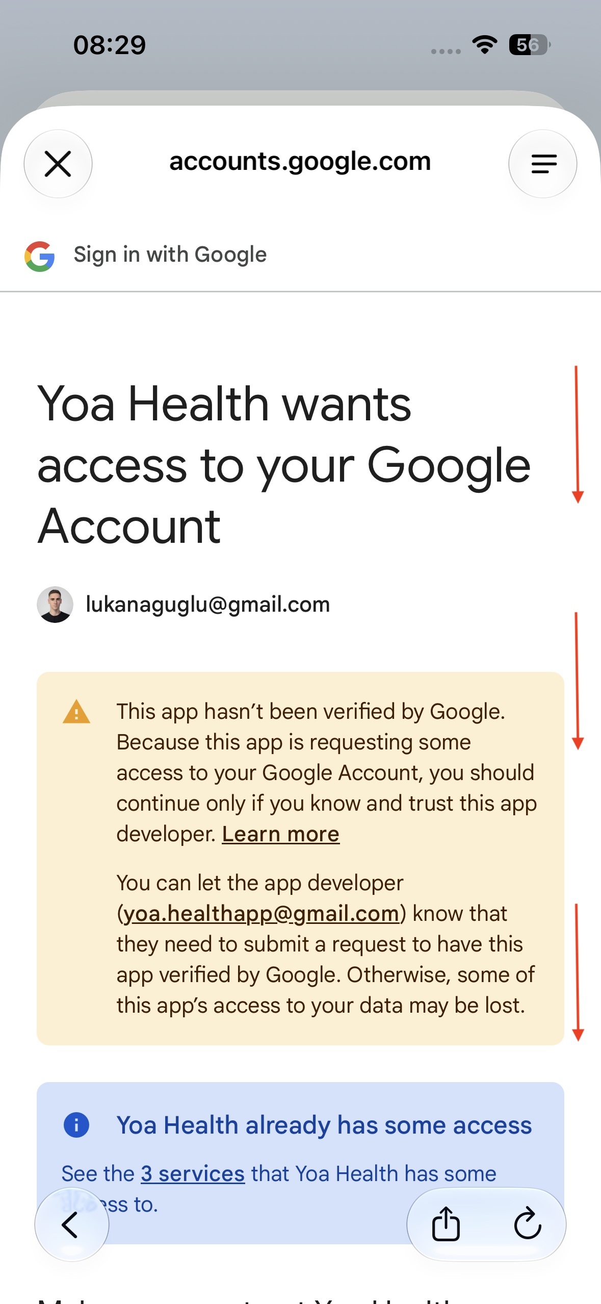 Review access and scroll down